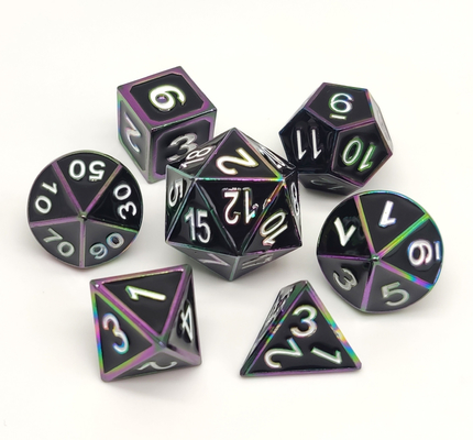 ชุดลูกเต๋า RPG สีดำขัดมือทนทานสำหรับ Shadowrun และ Pathfinder