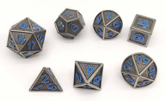 ชุดลูกเต๋าสำหรับเล่นเกม Metal KTV, Hand Pouring Polyhedral 7 Die Set
