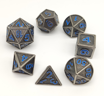 ชุดลูกเต๋าสำหรับเล่นเกม Metal KTV, Hand Pouring Polyhedral 7 Die Set