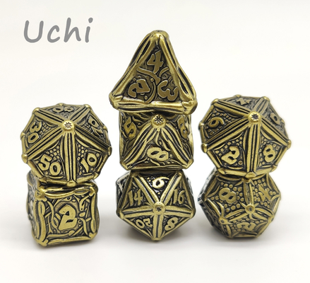ชุดลูกเต๋า Polyhedral 7 ขัดเงา, ชุดลูกเต๋าโลหะแบบกำหนดเองชุบทอง