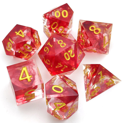OEM ขอบคมเรซิ่น RPG ลูกเต๋า 7 ชิ้นมือเทสำหรับผู้เบิกทาง