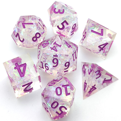 GST ลูกเต๋า RPG เรซินโปร่งแสงตั้งขอบคมเรียบร้อยสิบสองด้าน