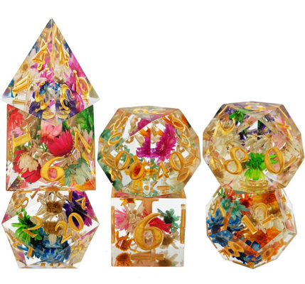 สวมเรซิ่น DND ลูกเต๋ามือเท Polyhedral Sharp Edge