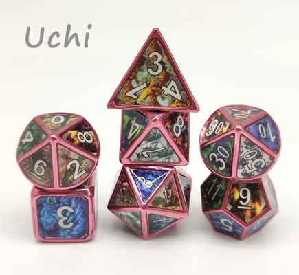 7 ชิ้น Polyhedral Metal RPG Dice Set Antiwear สำหรับเกมบนโต๊ะ
