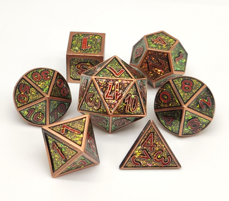 Antiwear Metal Mini RPG Dice ตั้งพื้นผิวชุบทองน้ำหนักเบา