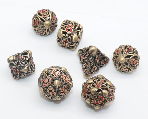 ลูกเต๋าโลหะจิ๋วแบบพกพา Antiwear ชุดลูกเต๋า Polyhedral อัญมณีที่ทนทาน