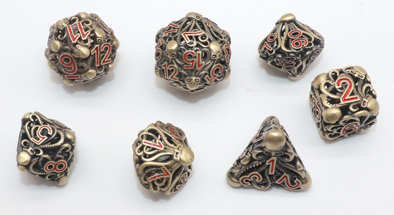 ลูกเต๋าโลหะจิ๋วแบบพกพา Antiwear ชุดลูกเต๋า Polyhedral อัญมณีที่ทนทาน
