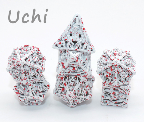 มือโลหะสีขาวขนาดเล็ก Polyhedral Dice เทสำหรับคอลเลกชัน