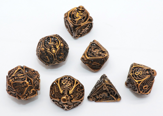 GST Gold Plated Mini Polyhedral Dice การแกะสลักที่สวยงามแบบพกพา