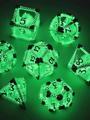 Night Light Dice Luxury 7 Pcs Set Custom DND Polyhedral led ส่องสว่าง
