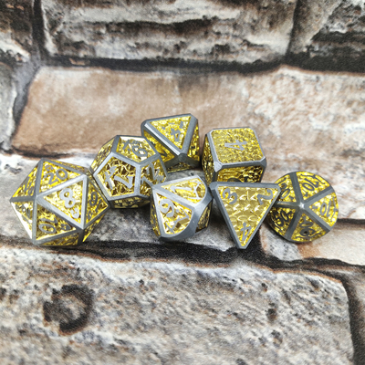 Trade Card Luminous Dice Dice Set สำหรับ DND หรือ RPG Polyhedral Metal Gold Yellow