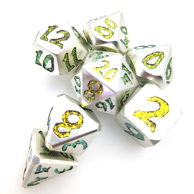 มือเทพื้นผิวชุบทอง RPG RPG ชุดลูกเต๋า 7 ชิ้น Polyhedral