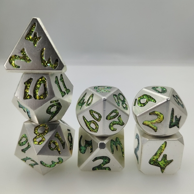 มือเทพื้นผิวชุบทอง RPG RPG ชุดลูกเต๋า 7 ชิ้น Polyhedral