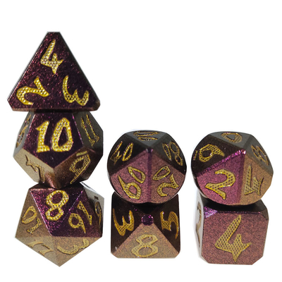 ชิปโป๊กเกอร์ Polyhedral Dice SetManual Grinding Practical Metal Hand Polished Mini