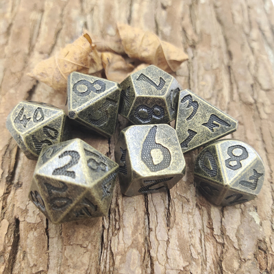 มือแกะสลักทนทานสำหรับ Savage World Sturdy Hand Multipurpose Metal Polyhedral Dice Set