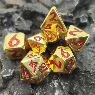 ชุดลูกเต๋าหลายเหลี่ยมสุดหรู D4, D6, D8, D10, D12, D20 และ D% สำหรับเกมไพ่ RPG