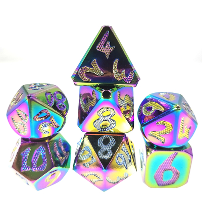 RPG Dice DND Neat Sharp Process Die Casting Polyhedron Mini Dice Set Dazzling Color สำหรับเกม rpg