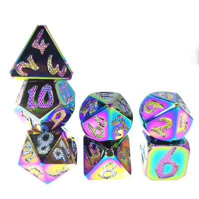 RPG Dice DND Neat Sharp Process Die Casting Polyhedron Mini Dice Set Dazzling Color สำหรับเกม rpg