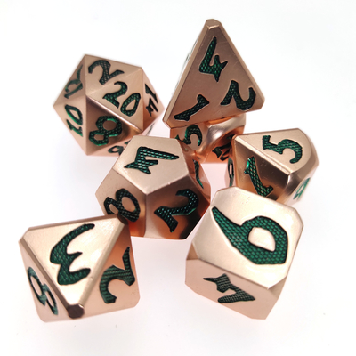 ชุดลูกเต๋าหลากสี Polyhedral Sharp Edge Metel Green โลหะปลอดสารพิษสำหรับเกม Rpg