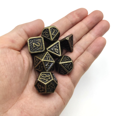 ชุดลูกเต๋าสำหรับเล่นเกมบนโต๊ะ Polyhedral สวมใส่โลหะที่ทนต่อการสึกหรอ Mini Dice Metal Antiwear สำหรับสีเหลือง