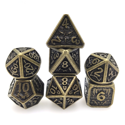 ชุดลูกเต๋าสำหรับเล่นเกมบนโต๊ะ Polyhedral สวมใส่โลหะที่ทนต่อการสึกหรอ Mini Dice Metal Antiwear สำหรับสีเหลือง