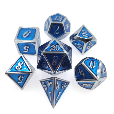 Metal Polyhedral Ming Dice Set Multipurpose Custom Edge น้ำหนักเบา Sharp