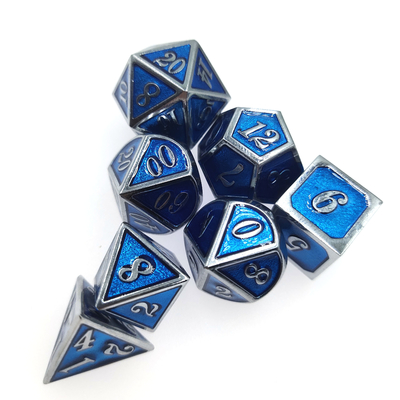 Metal Polyhedral Ming Dice Set Multipurpose Custom Edge น้ำหนักเบา Sharp