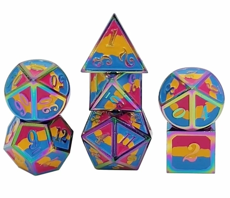 16 มิลลิเมตร เรียบเรียบ RPG โลหะ Dice Custom DND โลโก้ Rainbow เกมชุด