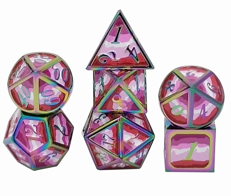16 มิลลิเมตร เรียบเรียบ RPG โลหะ Dice Custom DND โลโก้ Rainbow เกมชุด