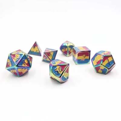 16 มิลลิเมตร เรียบเรียบ RPG โลหะ Dice Custom DND โลโก้ Rainbow เกมชุด