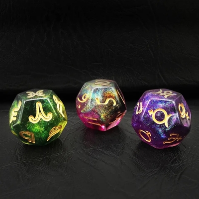 เบสคอน 3 ชิ้น เซ็ตลูกเต๋าดารา ดวงดาว D12 ลูกเต๋า 3 สี
