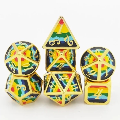 16 มิลลิเมตร เรียบเรียบ RPG โลหะ Dice Custom DND โลโก้ Rainbow เกมชุด