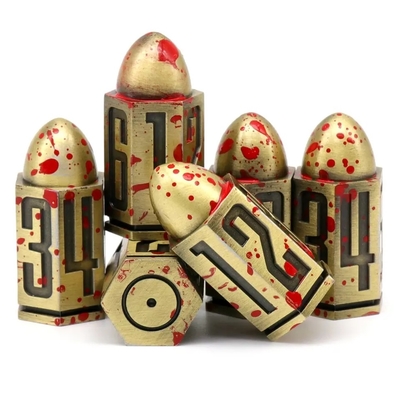 D6 Bullet Metal Dice Set 6 ชิ้น 6 ด้าน สําหรับ Dnd Dungeons Rpg Warhammer Shadowrun Dice