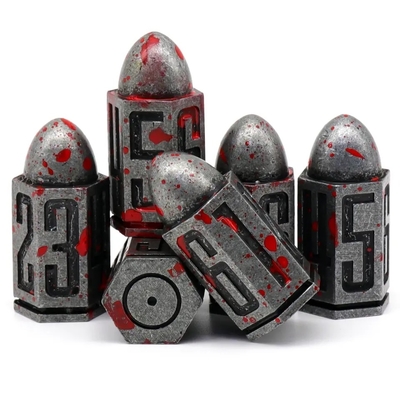 D6 Bullet Metal Dice Set 6 ชิ้น 6 ด้าน สําหรับ Dnd Dungeons Rpg Warhammer Shadowrun Dice