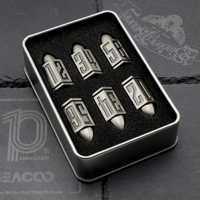 D6 Bullet Metal Dice Set 6 ชิ้น 6 ด้าน สําหรับ Dnd Dungeons Rpg Warhammer Shadowrun Dice