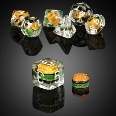ชุดลูกเต๋า DND Polyhedral Custom แฮมเบอร์เกอร์เกมสําหรับเกมโต๊ะ RPG