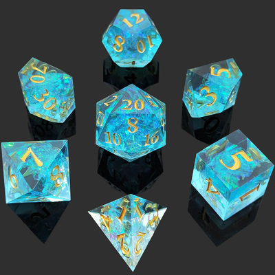 มัลติคอลเลอร์ Custom Resin Dice DND#RPG สีแดงและสีน้ําเงิน เนื้อที่เรียบ