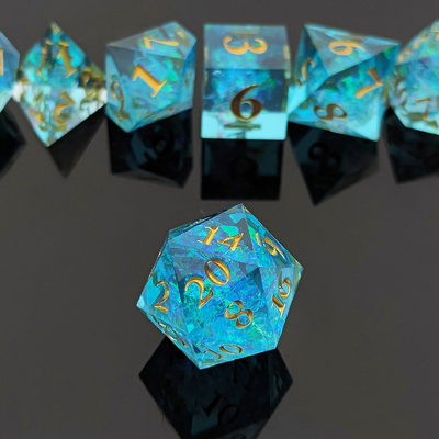 มัลติคอลเลอร์ Custom Resin Dice DND#RPG สีแดงและสีน้ําเงิน เนื้อที่เรียบ