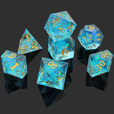 มัลติคอลเลอร์ Custom Resin Dice DND#RPG สีแดงและสีน้ําเงิน เนื้อที่เรียบ