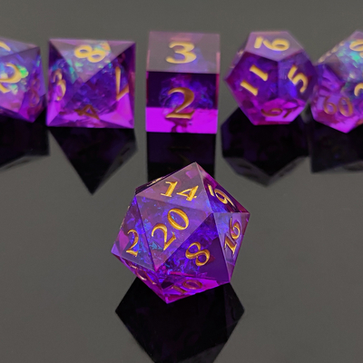 สีม่วง สีคาว 7PCS DND มังกรและ Dungeon Polyhedron Sharp Edge