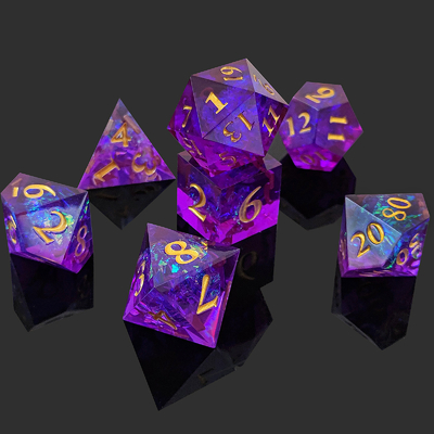 สีม่วง สีคาว 7PCS DND มังกรและ Dungeon Polyhedron Sharp Edge