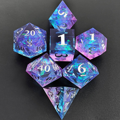สีม่วง สีคาว 7PCS DND มังกรและ Dungeon Polyhedron Sharp Edge