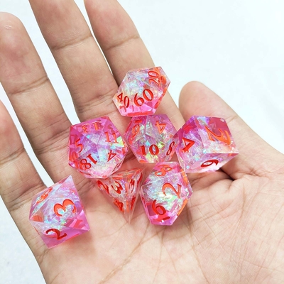 สีม่วง สีคาว 7PCS DND มังกรและ Dungeon Polyhedron Sharp Edge