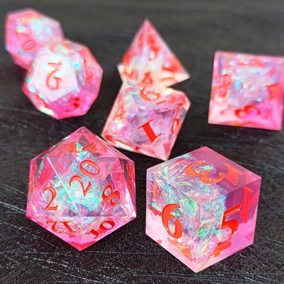 สีม่วง สีคาว 7PCS DND มังกรและ Dungeon Polyhedron Sharp Edge