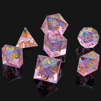 สีม่วง สีคาว 7PCS DND มังกรและ Dungeon Polyhedron Sharp Edge
