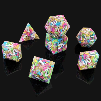 Rainbow Grain Resin Dice DND เกมกระดาน COC กลุ่มวิ่ง TRPG Polyhedron D20