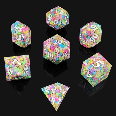 Rainbow Grain Resin Dice DND เกมกระดาน COC กลุ่มวิ่ง TRPG Polyhedron D20