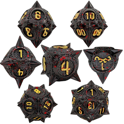 Bloodstarial Meteor Metal Dice Set D8 RPG มังกรและห้องใต้ดิน