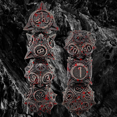 Bloodstarial Meteor Metal Dice Set D8 RPG มังกรและห้องใต้ดิน