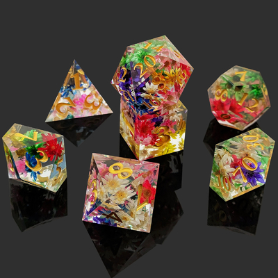 สวมเรซิ่น DND ลูกเต๋ามือเท Polyhedral Sharp Edge